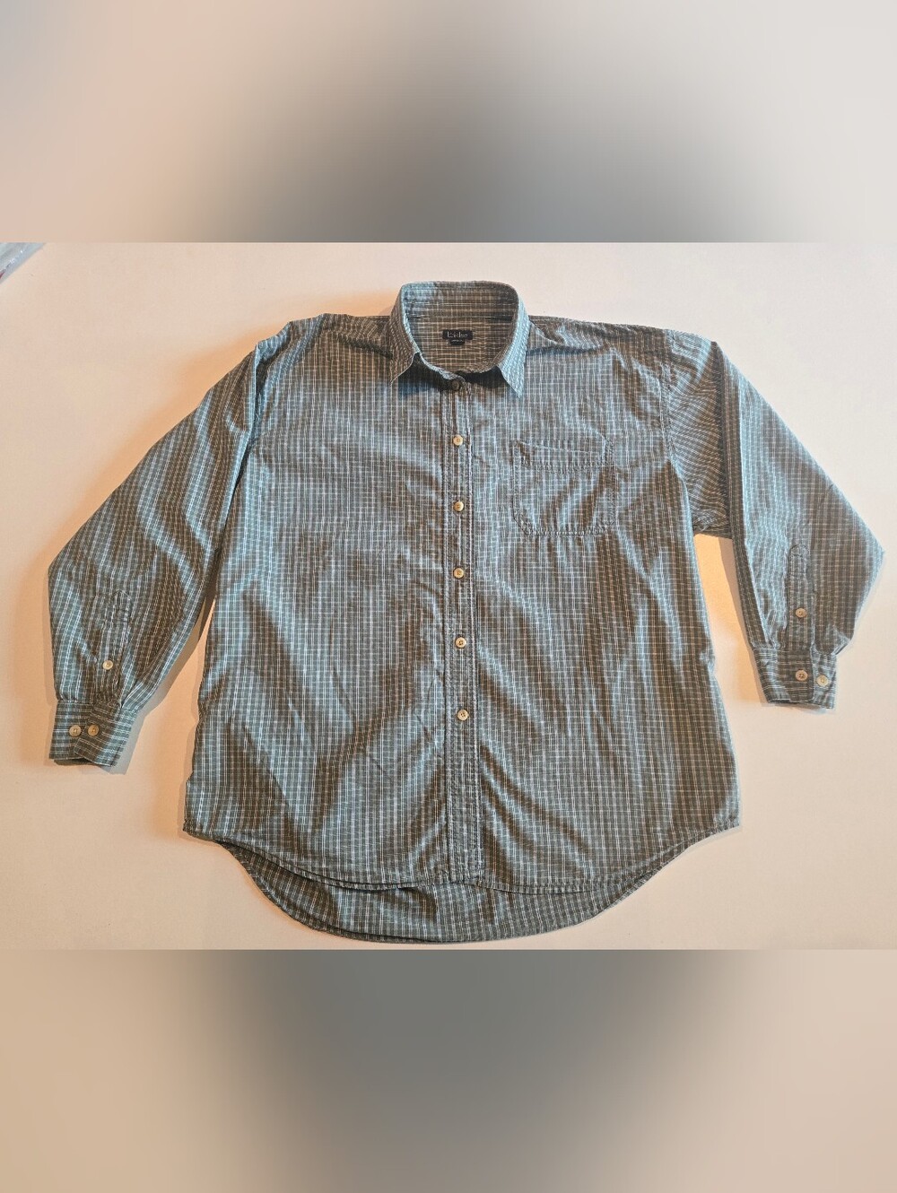 Buckle Men's Green and White Checked Button-Down Shirt